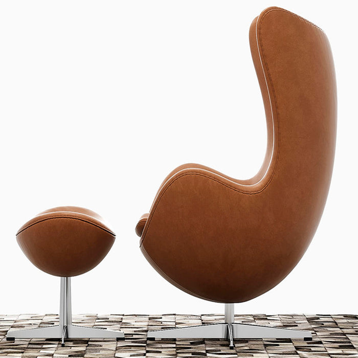 Sillon Egg con Ottoman Ecocuero Café