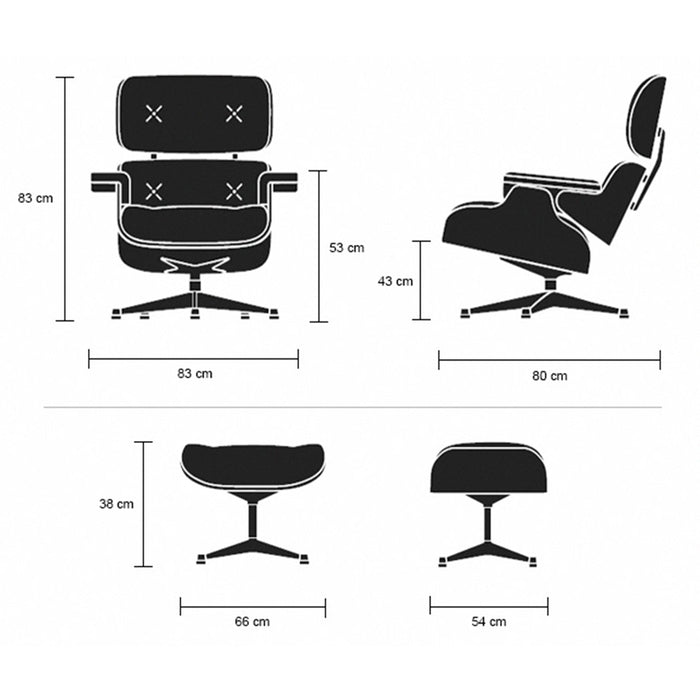 Sillón Eames Lounge Ottoman Blanco